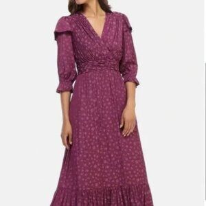 Gal Meets Glam Cassandra Floral Jacquard Maxi Dress in Plum Size 6